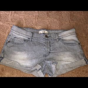 Striped jean shorts